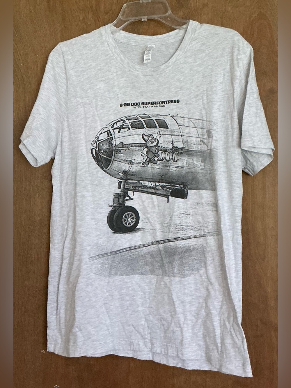 B-29 Superfortress Bomber Doc Nose Art T-Shirt Gray Bella Canvas Men L WWII